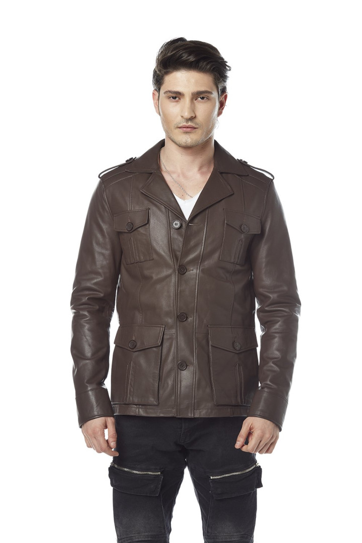 Кожаная куртка мужская Hodore H35-904K коричневая M (товары доставляются из-за рубежа)