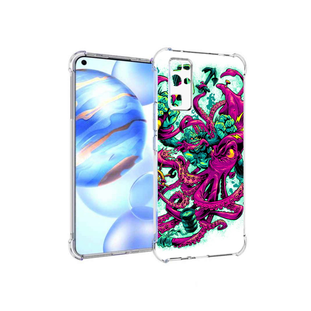 

Чехол MyPads Tocco для Honor 30 фиолетовый кракен (PT147988.19.657), Прозрачный, Tocco