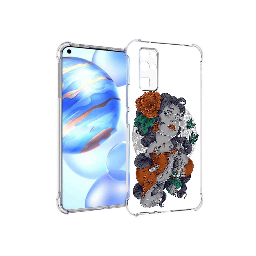 

Чехол MyPads Tocco для Honor 30 темная девушка с лисой (PT147988.19.639), Прозрачный, Tocco