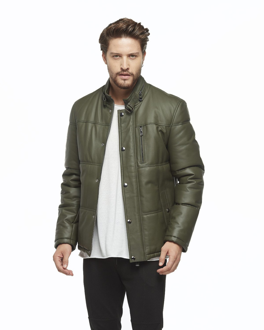 

Кожаная куртка мужская Hodore H35-nef171185 зеленая 2XL (товары доставляются из-за рубежа), Зеленый, H35-nef171185