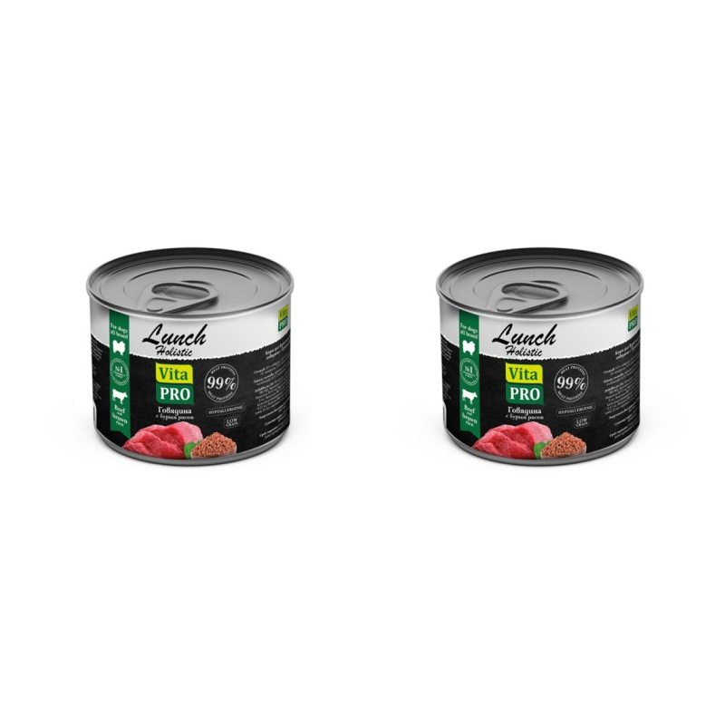 

Консервы для собак VitaPRO LUNCH говядина с бурым рисом 2 шт по 240 г
