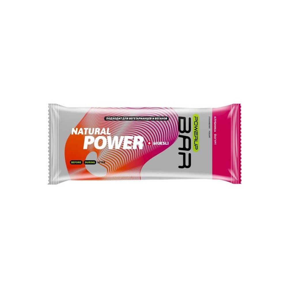 Энергетический батончик POWERUP® BAR, 50 г., MUESLI клубника, йогурт