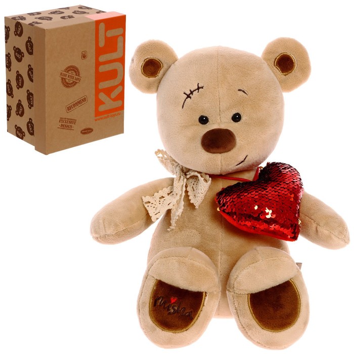 фото Мягкая игрушка «медведь misha с сердцем», 30 см kult of toys