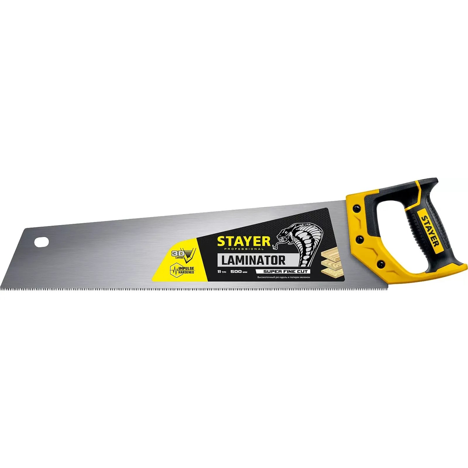 STAYER 11 TPI, 500 мм, ножовка многоцелевая (пила) COBRA Laminator 15161 Professional многоцелевая ножовка stayer