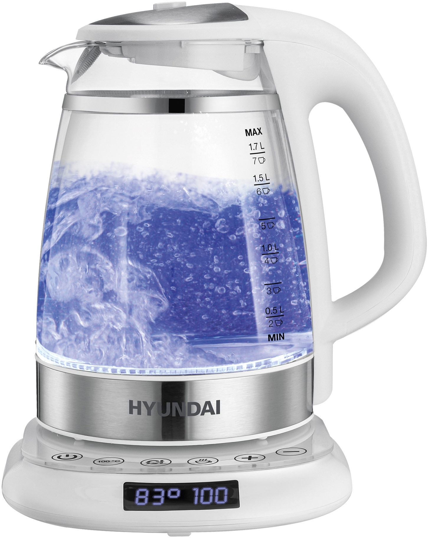 

Чайник электрический HYUNDAI HYK-G5507 1.7 л белый, HYK-G5507