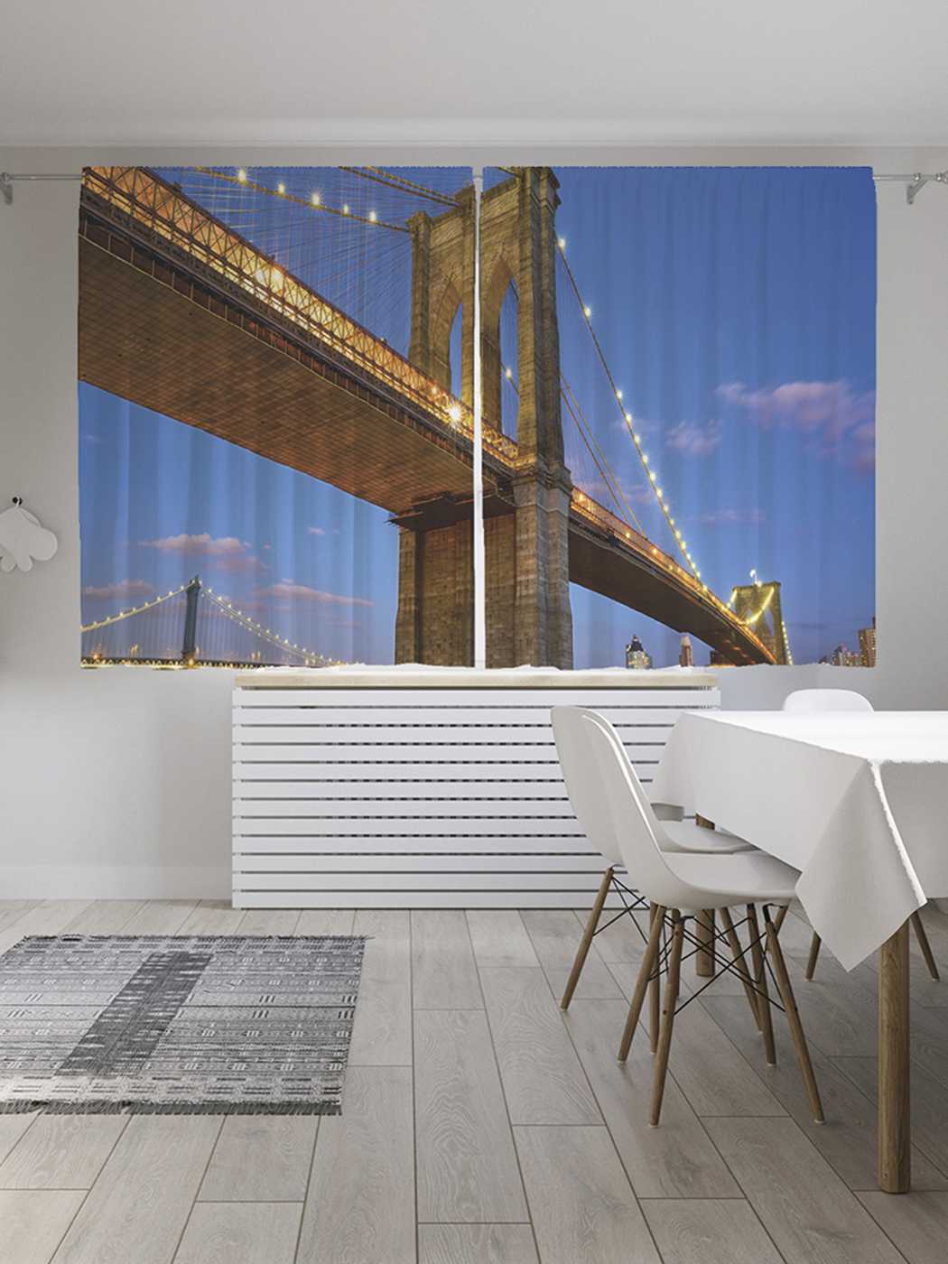 фото Классические шторы joyarty "массивные мосты", серия oxford delux, 2 полотна 145x180 см