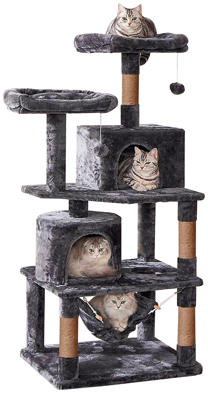 фото Комплекс для кошек pet бмф "комфорт два домика +гамак ", черный, 163х50х75 см