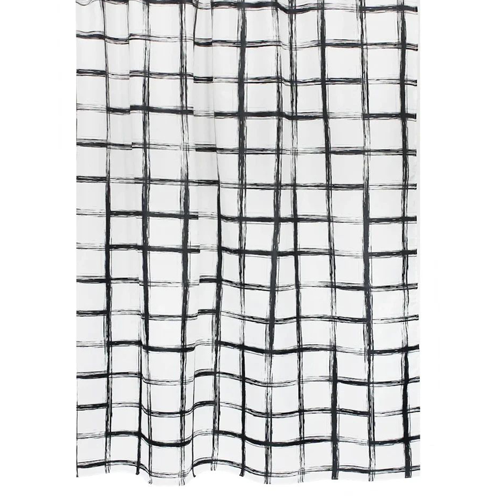 Штора для ванной BATH PLUS 180х200 см текстиль черно-белая
