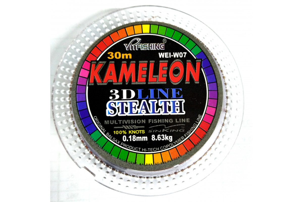 фото Леска kameleon зимняя 3d 30м, 0,10 мм