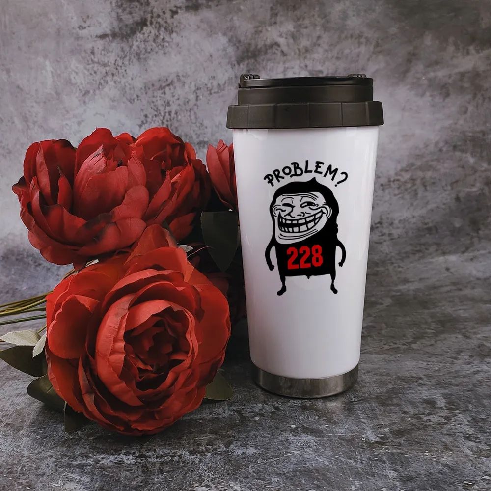 Термостакан белый CoolPodarok Иллюстрация. Тролфейс