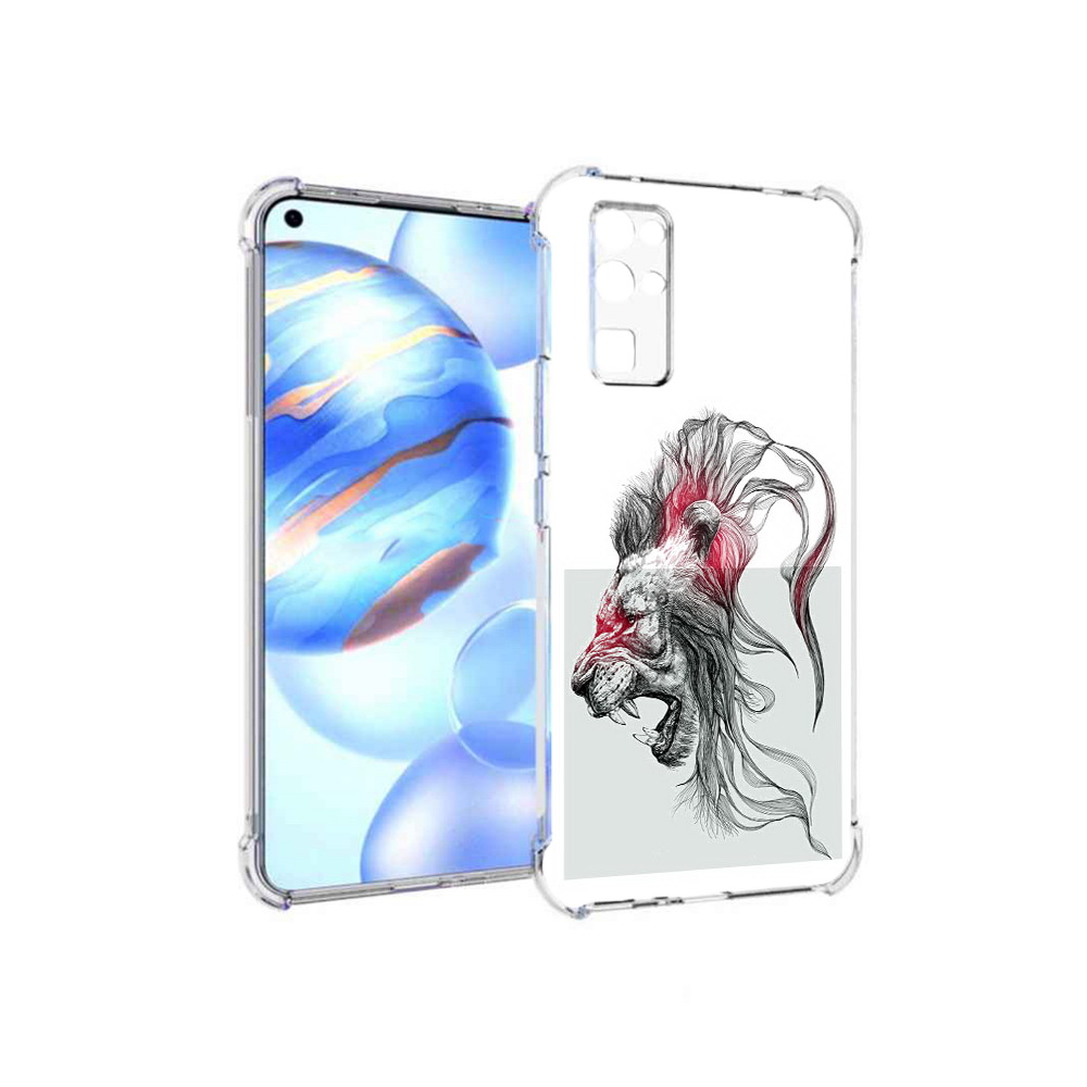 

Чехол MyPads Tocco для Honor 30 разъяренный лев (PT147988.19.576), Прозрачный, Tocco