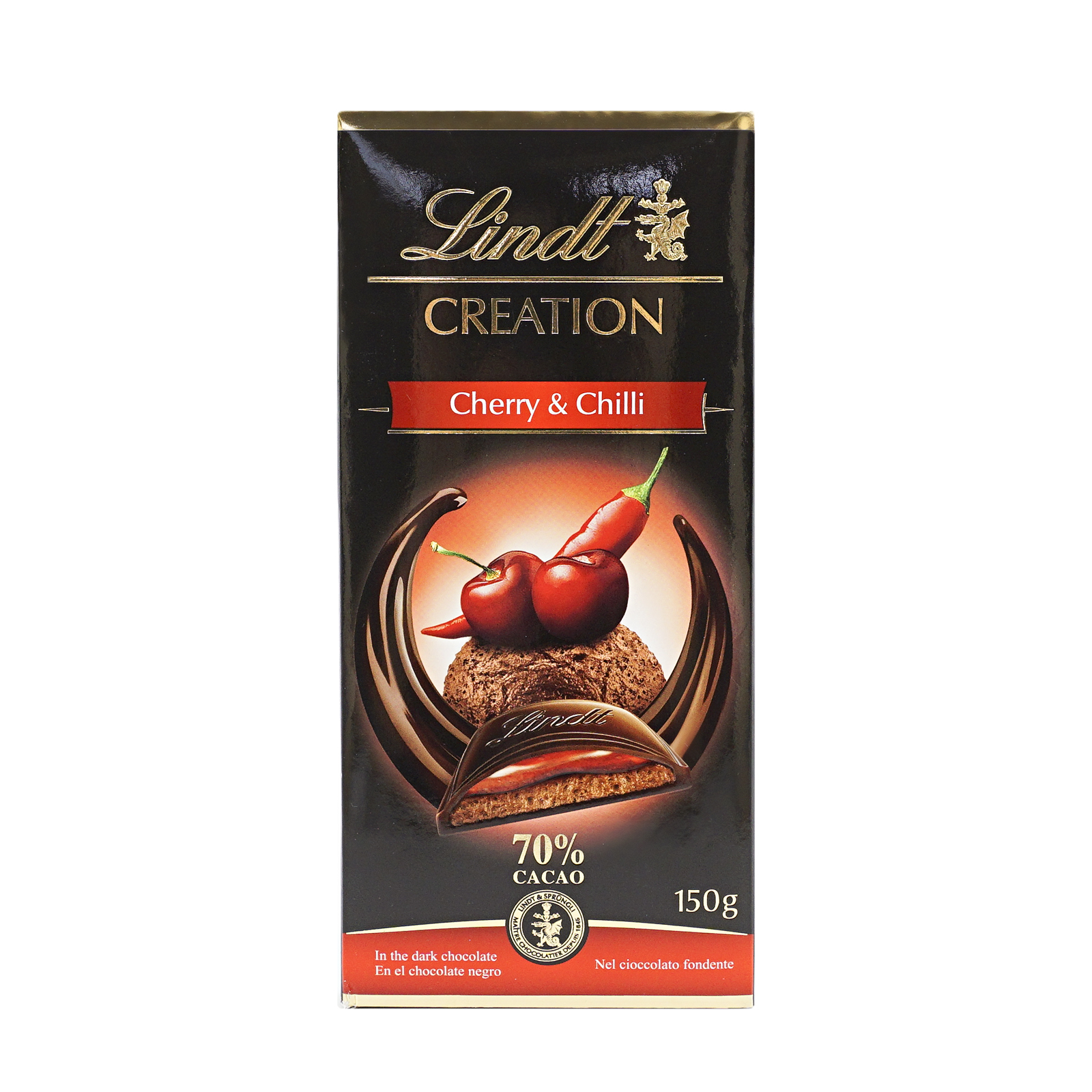 фото Плитка lindt creation темная с вишней и чили 150 г