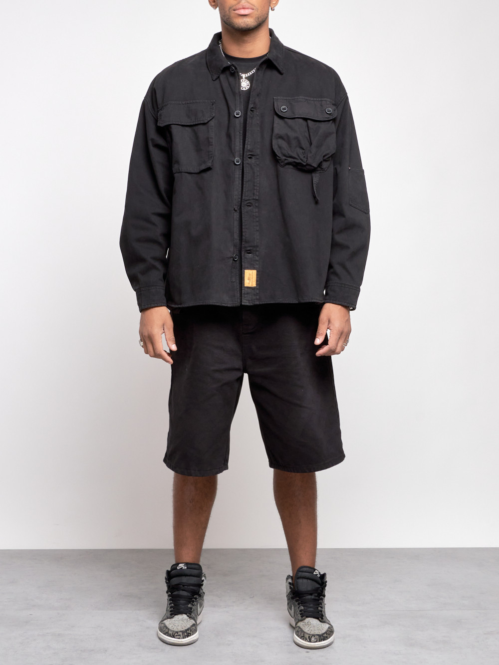 Джинсовая куртка мужская AD12770 черная 3XL
