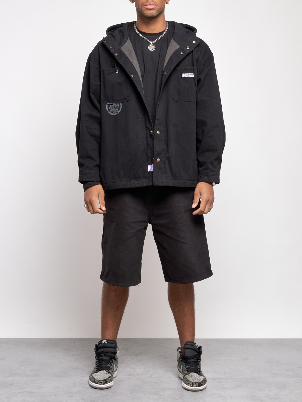 Джинсовая куртка мужская AD12768 черная 3XL