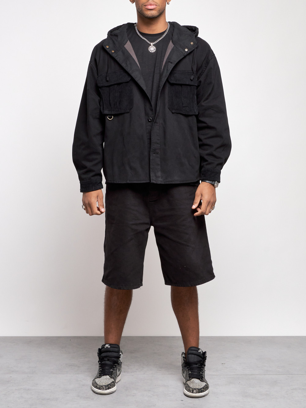 Джинсовая куртка мужская AD126040 черная 3XL