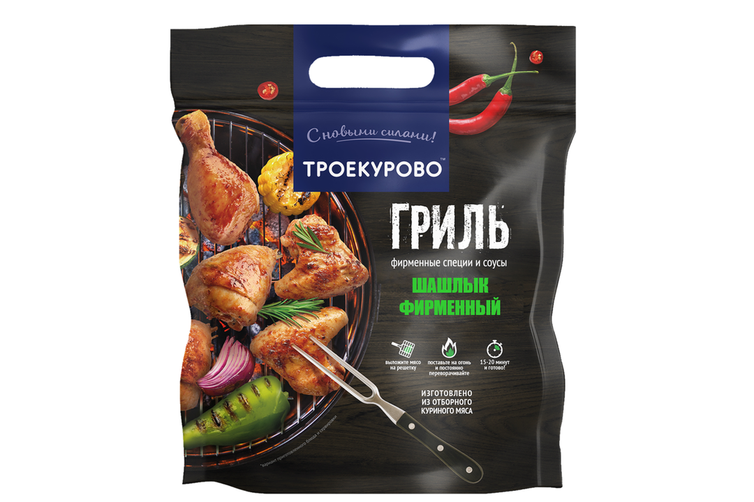 

Шашлык из цыпленка-бройлера в маринаде Троекурово Фирменный охлажденный