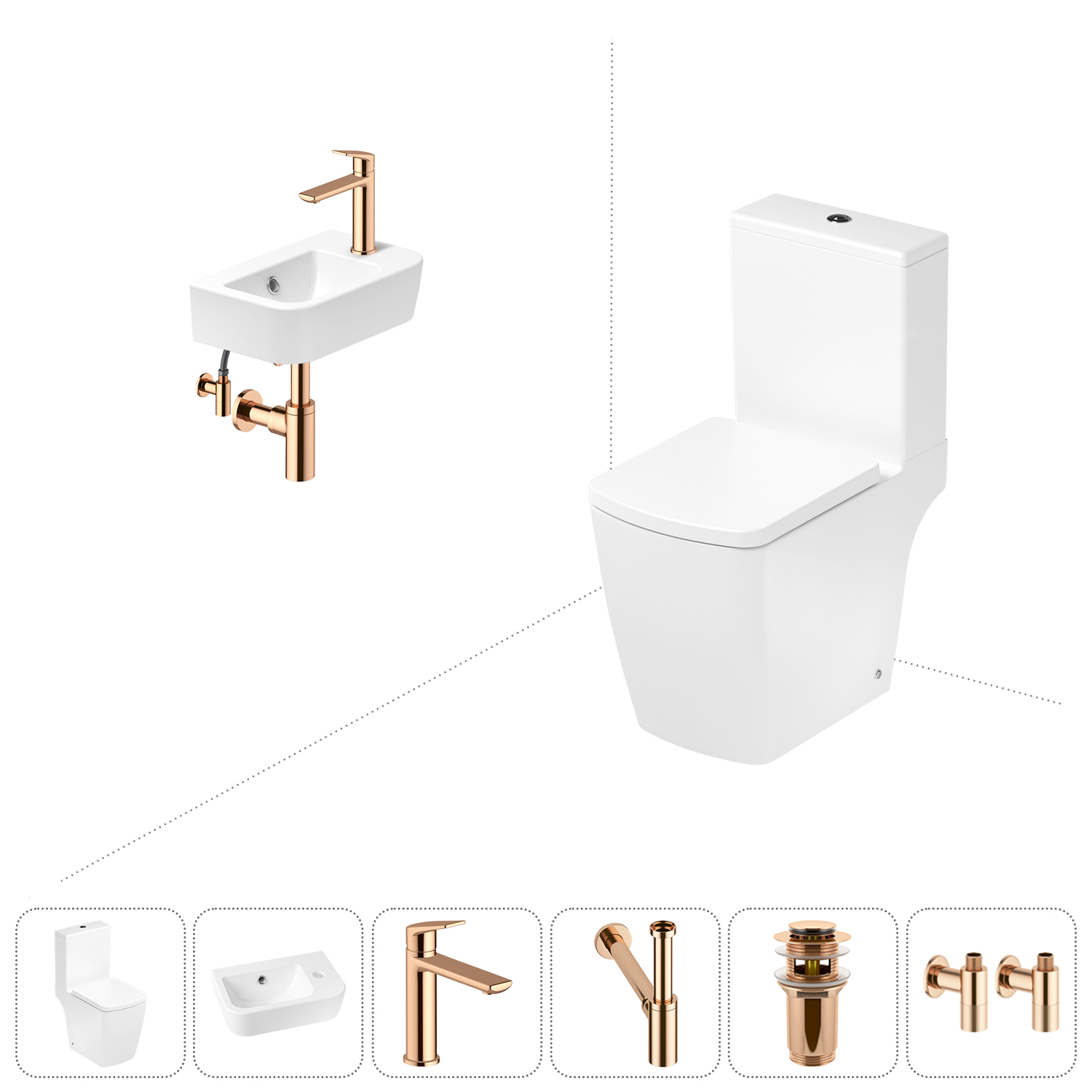 

Безободковый напольный унитаз Lavinia Boho Aveo Compacto Rimless 202008603 в наборе 6 в 1, Набор для туалета_Aveo_3306202R_правосторонняя раковина_ 6 в 1