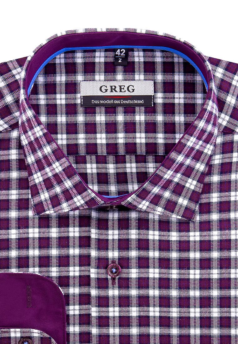 

Рубашка мужская Greg 01-00014308 фиолетовая 39, Фиолетовый, 01-00014308