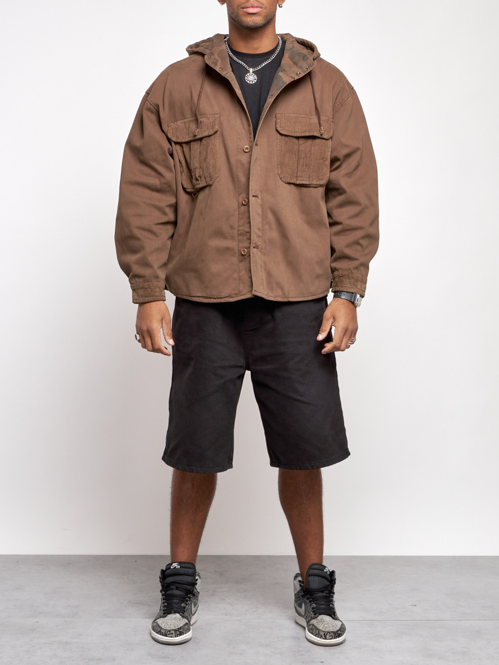 Джинсовая куртка мужская AD126040 коричневая 2XL