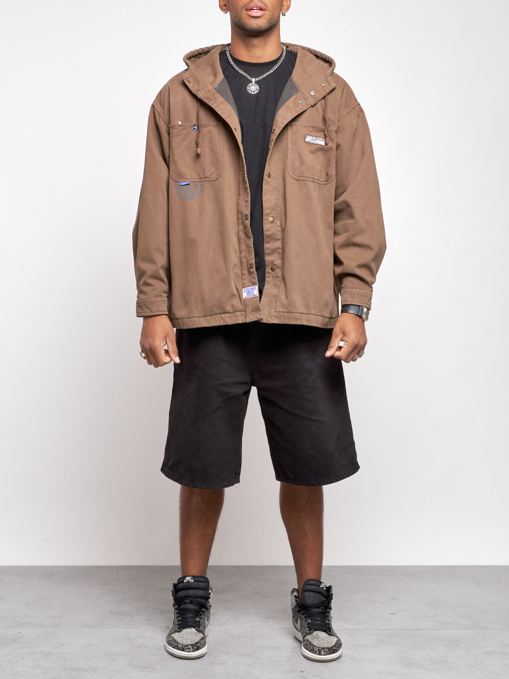 Джинсовая куртка мужская AD12768 коричневая XL
