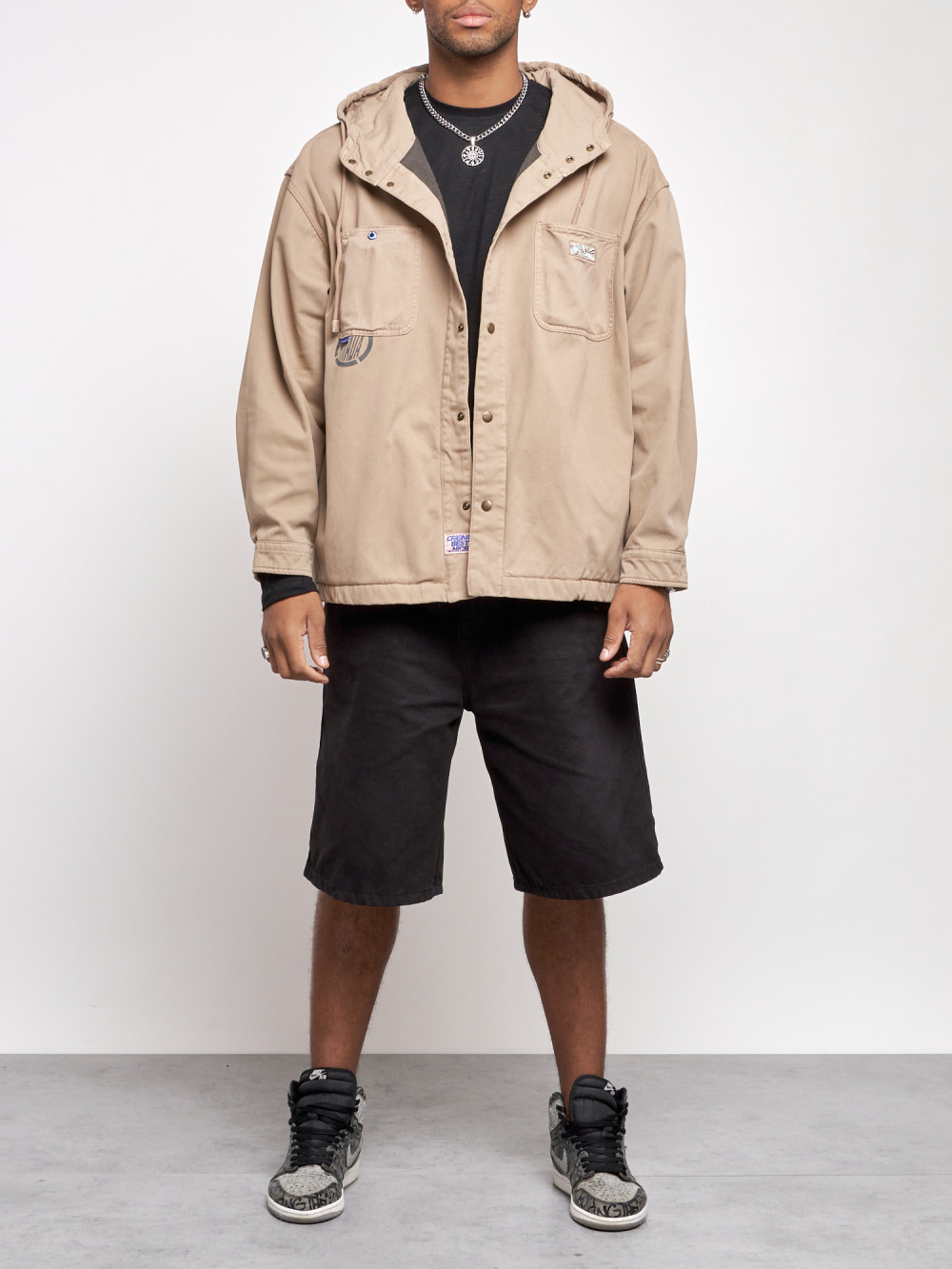 Джинсовая куртка мужская AD12768 бежевая XL