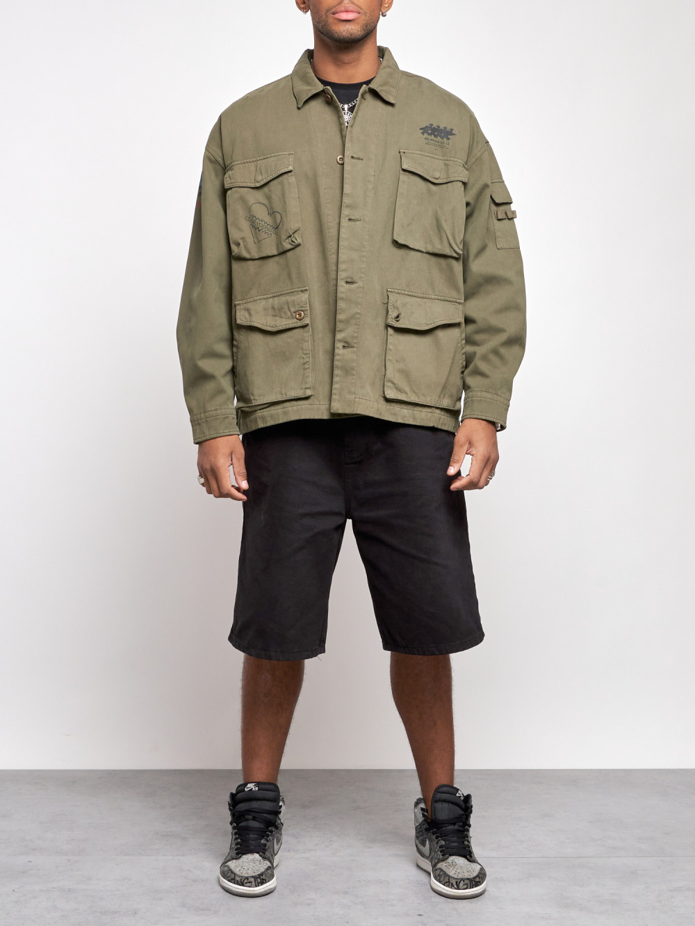 Джинсовая куртка мужская AD12776 хаки XL
