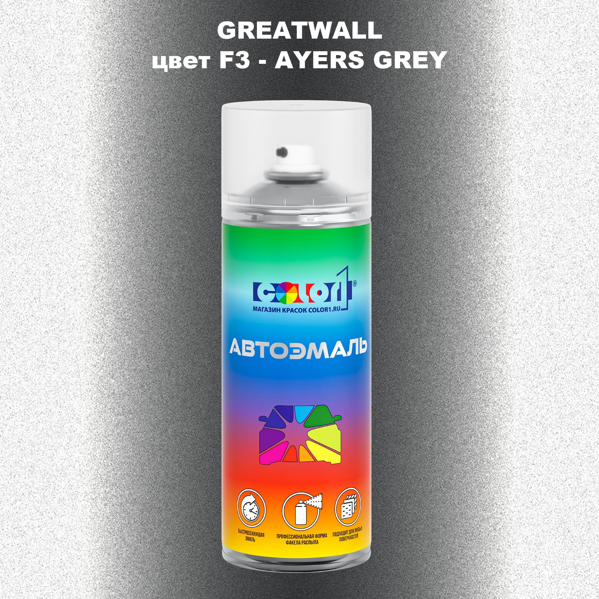 

Аэрозольная краска COLOR1 для GREATWALL, цвет F3 - AYERS GREY, Прозрачный