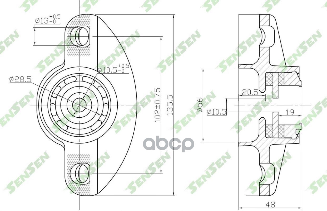 SENSEN M61067 Опора амортизатора заднего chevrolet cruze 09 opel mokka 12 1шт 1874₽