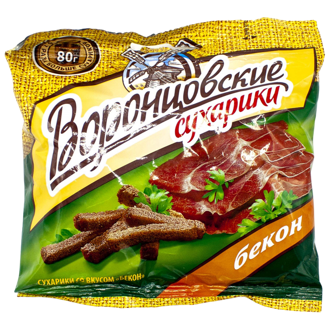 Сухарики ржано-пшеничные Воронцовские со вкусом бекон, 80 г