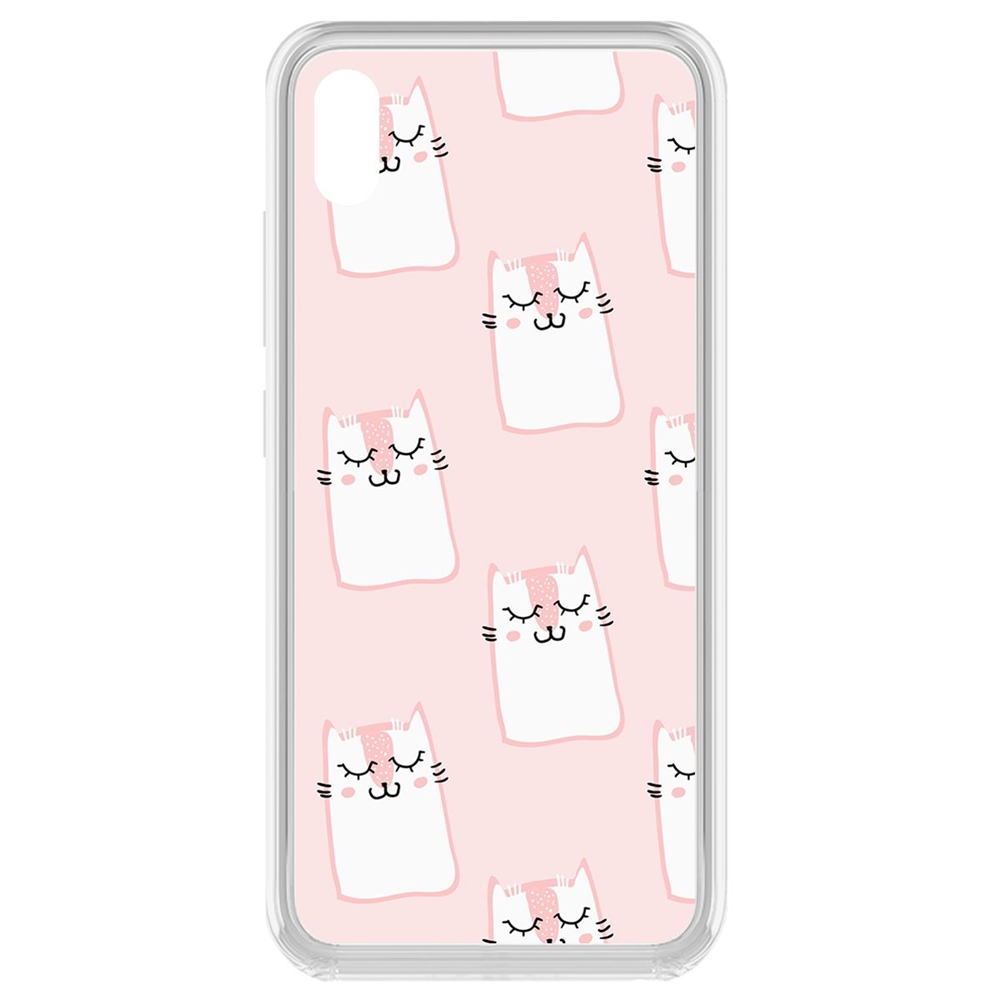 фото Чехол-накладка krutoff clear case котики паттерн для vivo y91c