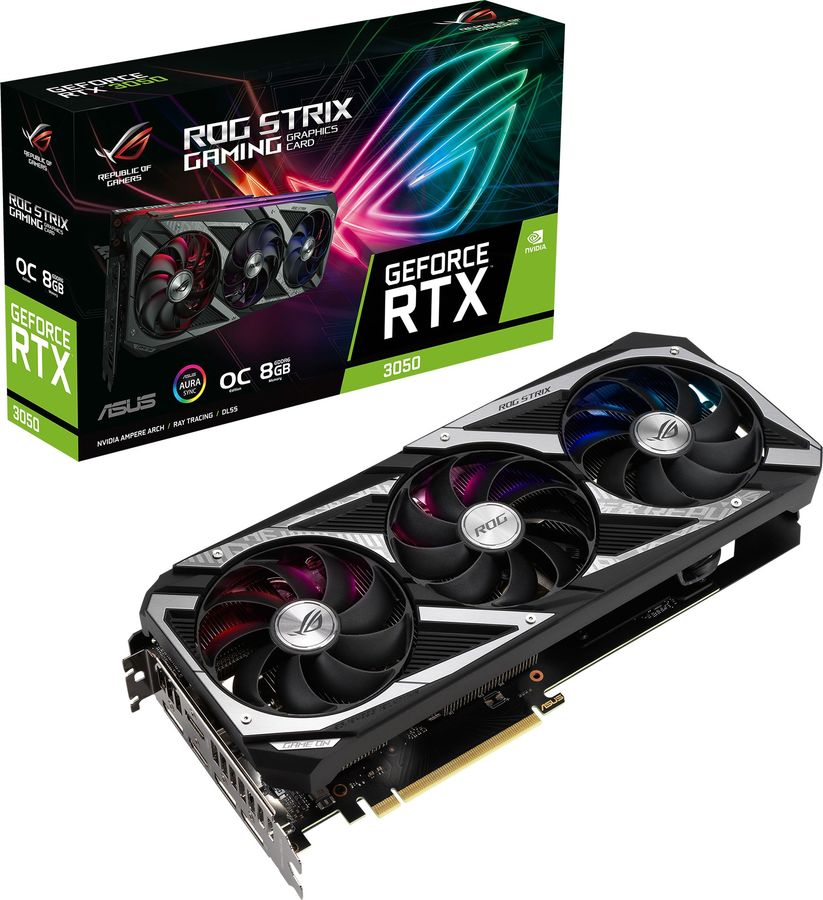 фото Видеокарта asus nvidia geforce rtx 3050 (rog-strix-rtx3050-o8g-gaming)