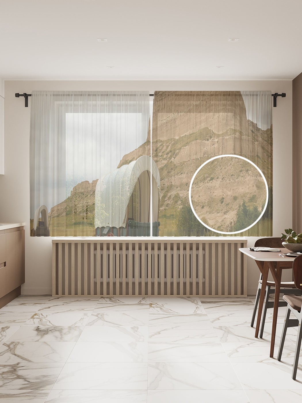 

Фототюль JoyArty "Повозка на диком западе", 145x180см (2 полотна с лентой + 50 крючков), Повозка на диком западе