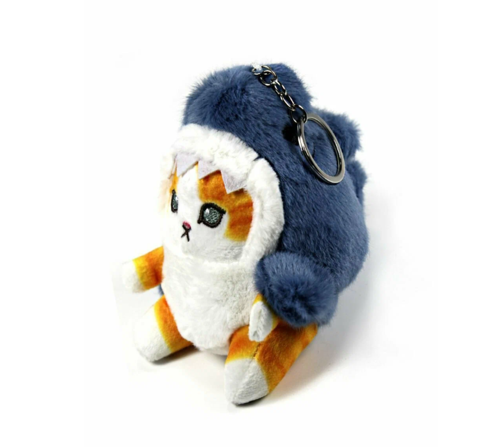 

Брелок мягкая игрушка Кот-акула, 13 см, Белый;синий