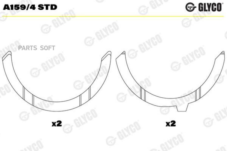 Полукольца Ком/Кт Std Man F2000,Tga,Tgs,Tgx D2066,2676,2876 Euro3 (01,99->) Glyco арт. A15