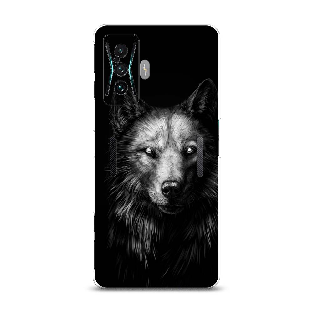 фото Силиконовый чехол "волк черно белый" на xiaomi redmi k50 ge awog