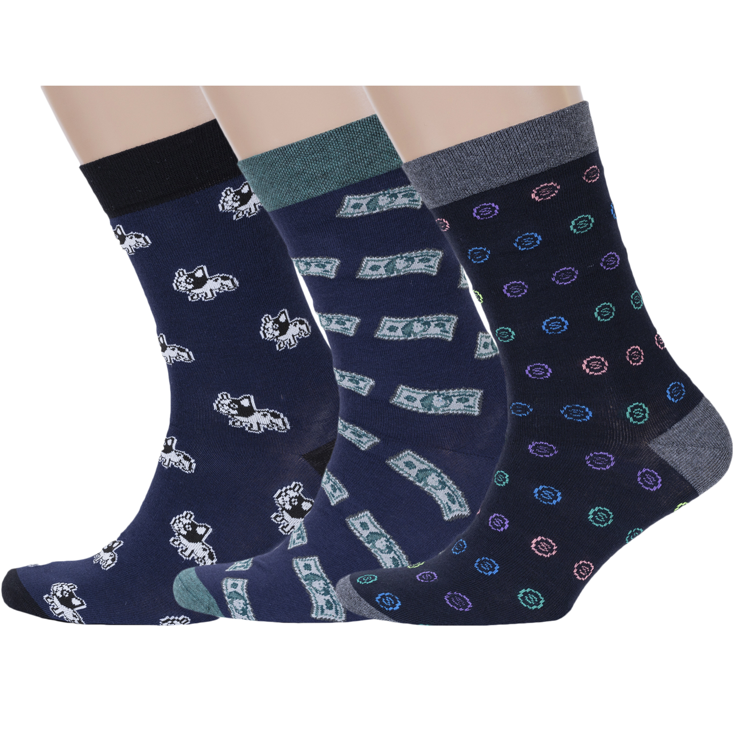 

Комплект носков мужских Красная Ветка 3-С-13М синих; черных; зеленых; серых 27, 3-С-13М