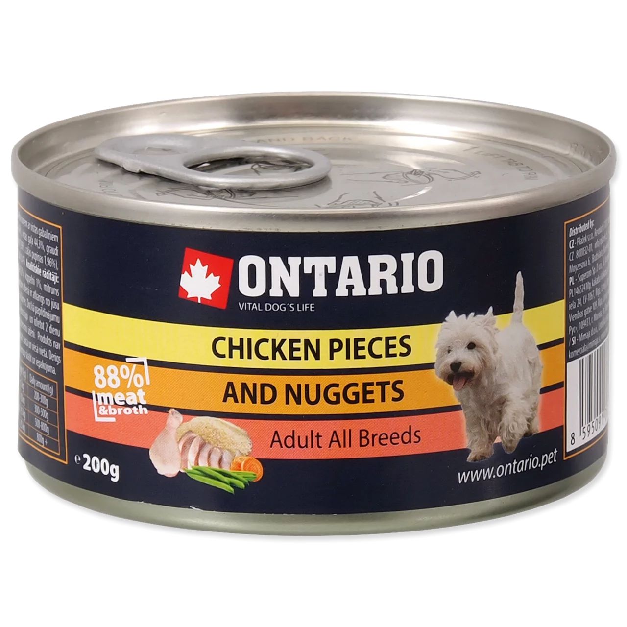 Консервы для собак Ontario курица и куриные наггетсы, 200 г