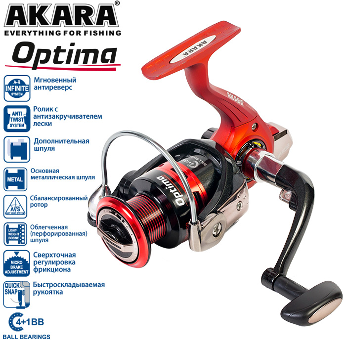 

Катушка безынерционная Akara Optima 1000 4+1bb з/ш, Катушка безынерционная Akara Optima