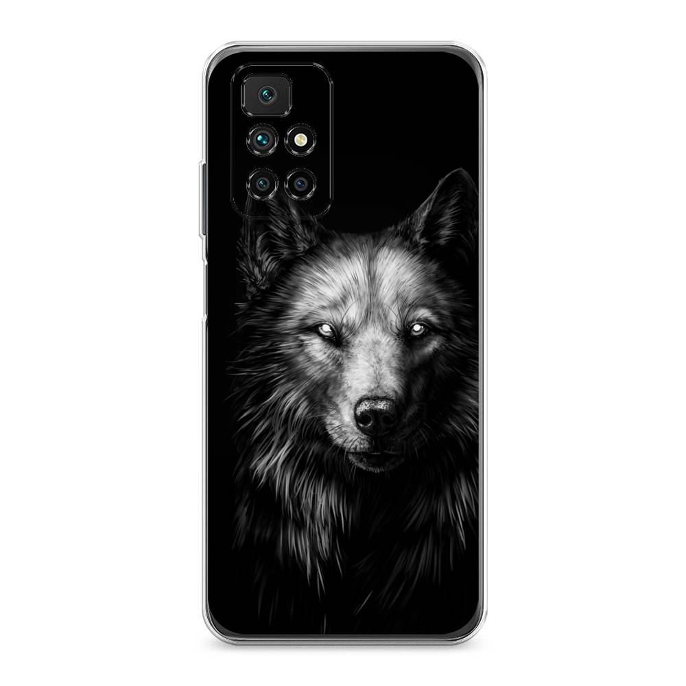 фото Силиконовый чехол "волк черно белый" на xiaomi redmi 10 awog