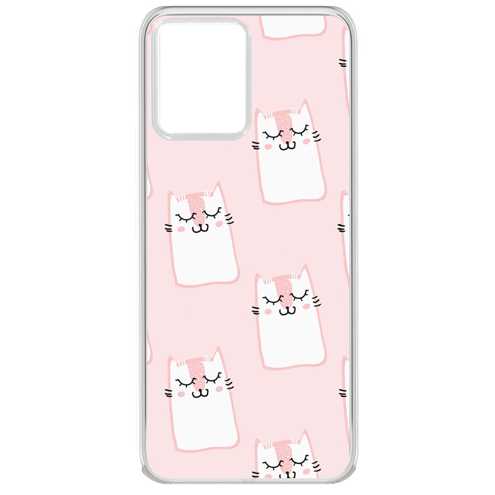 Чехол-накладка Krutoff Clear Case Котики паттерн для Realme 8/8 Pro 4G