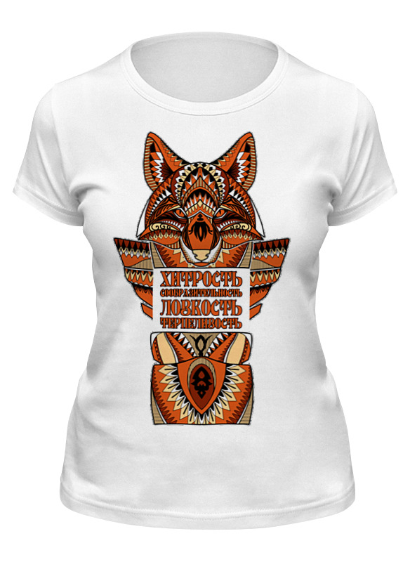 

Футболка женская Printio Тотемное животное - лис белая M, Белый, Тотемное животное - лис