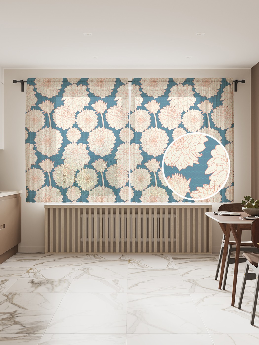 

Фототюль JoyArty "Соцветия астры", 145x180 см (2 полотна со шторной лентой + 50 крючков), Соцветия астры