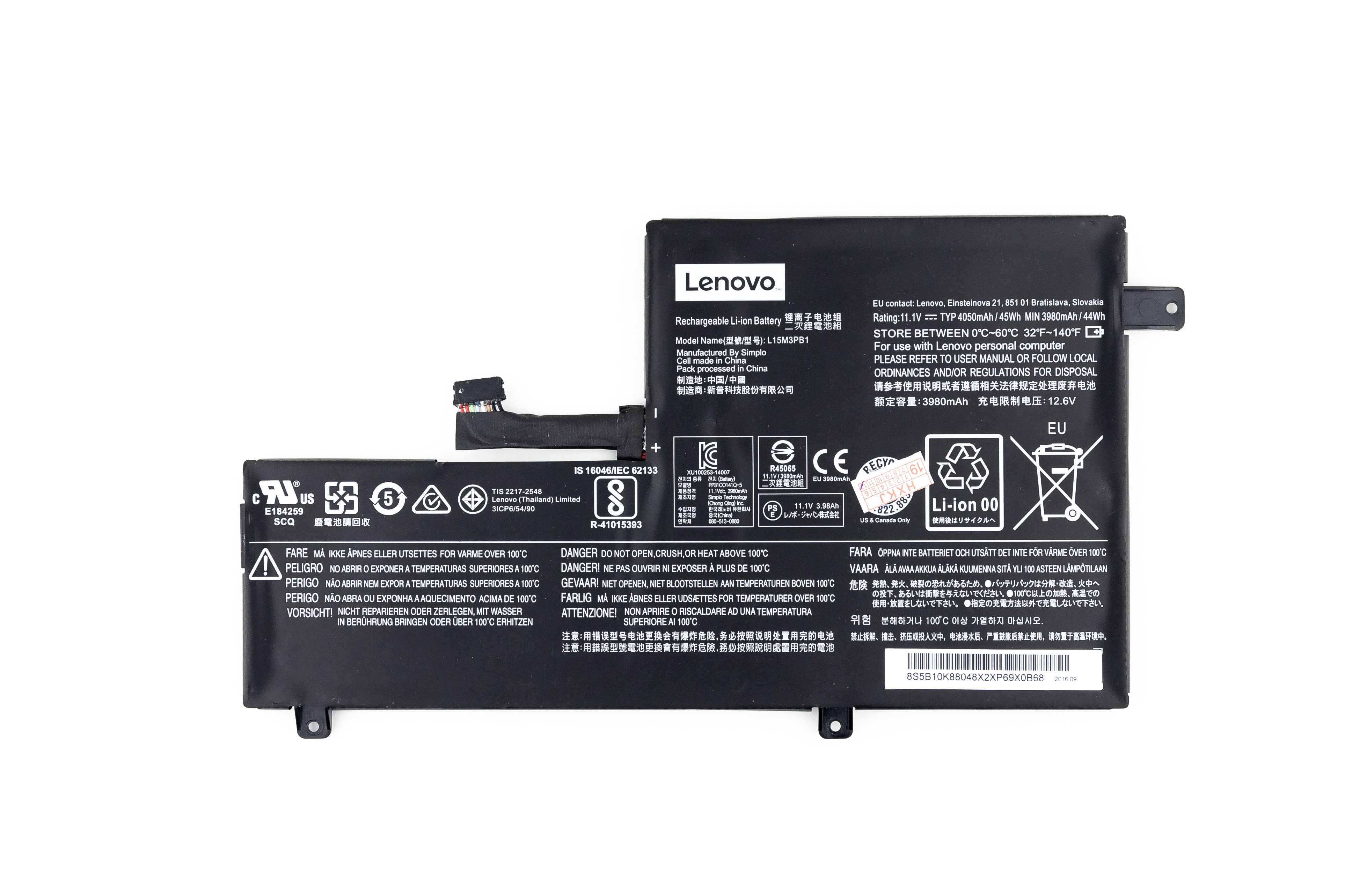 

Аккумулятор для ноутбука Lenovo Chromebook N22 N23 N42 (11.1V 3980mAh) ORG 5B10K88047