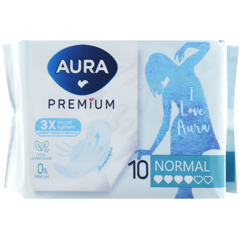 Прокладки Aura Premium Normal женские, гигиенические, 10 шт.