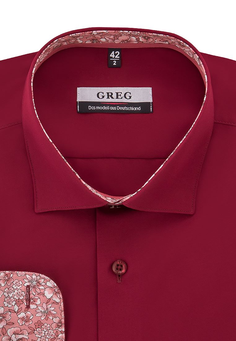 

Рубашка мужская Greg 01-00012693 бордовая 41, Бордовый, 01-00012693