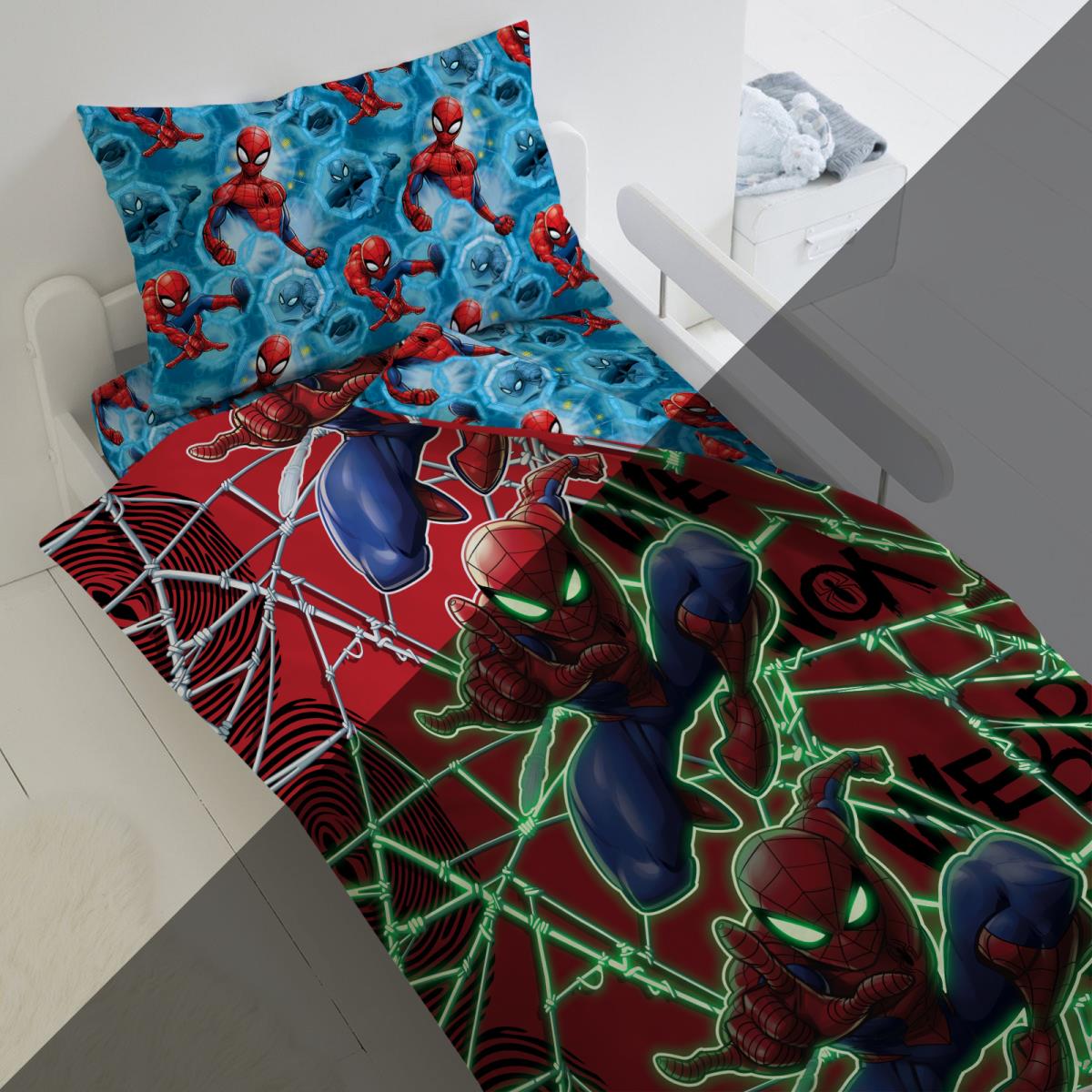 фото Светящееся постельное белье "человек паук" (70х70) neon "паутина" 1,5-спальный тейковский хбк