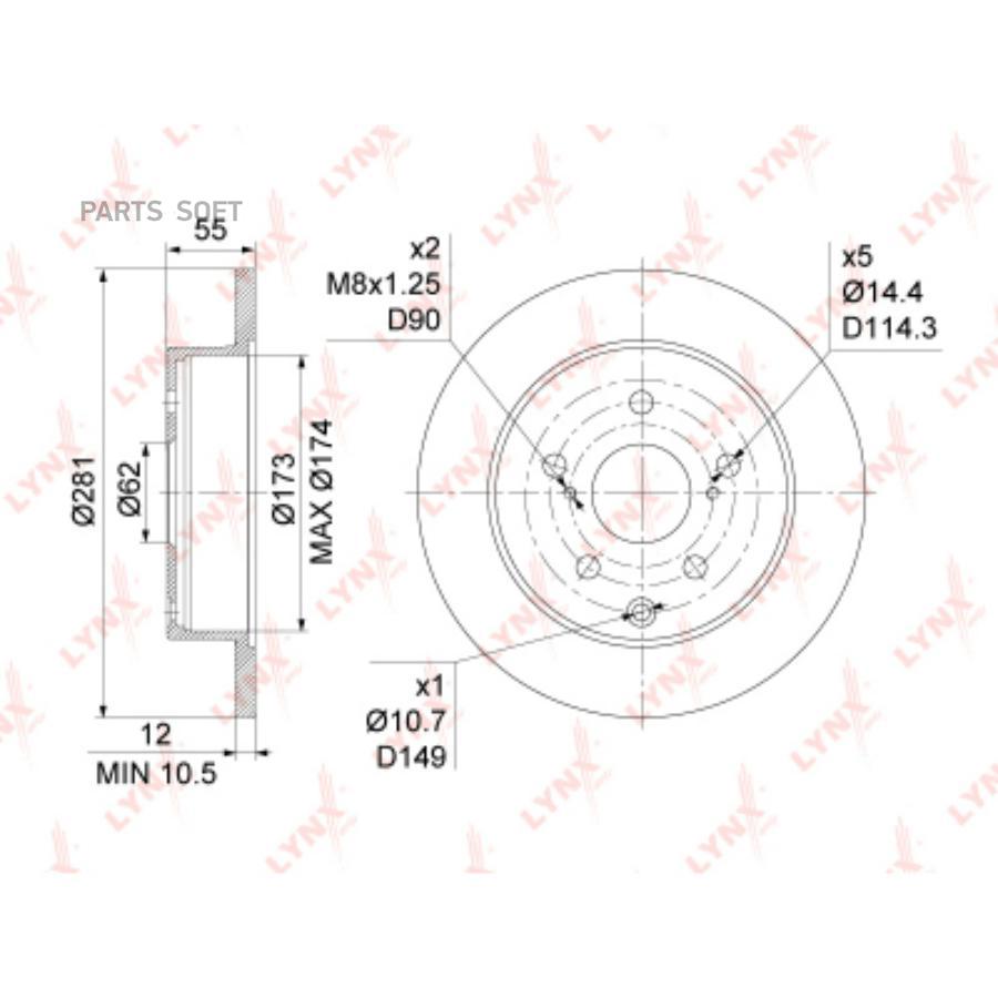 

Тормозный колодки LYNXauto задний для Toyota RAV4 III 2005-, Mark X 2007-2013 BN1137
