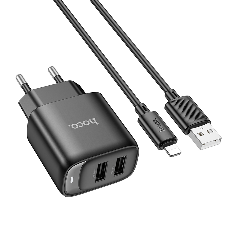 

Сетевое зарядное устройство Hoco C141Ai lightning 2xUSB 2.1 А черный, C141Ai