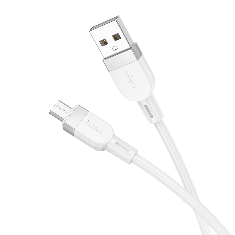 Дата-кабель USB 2.4A для micro USB Hoco X109 силикон 1м White