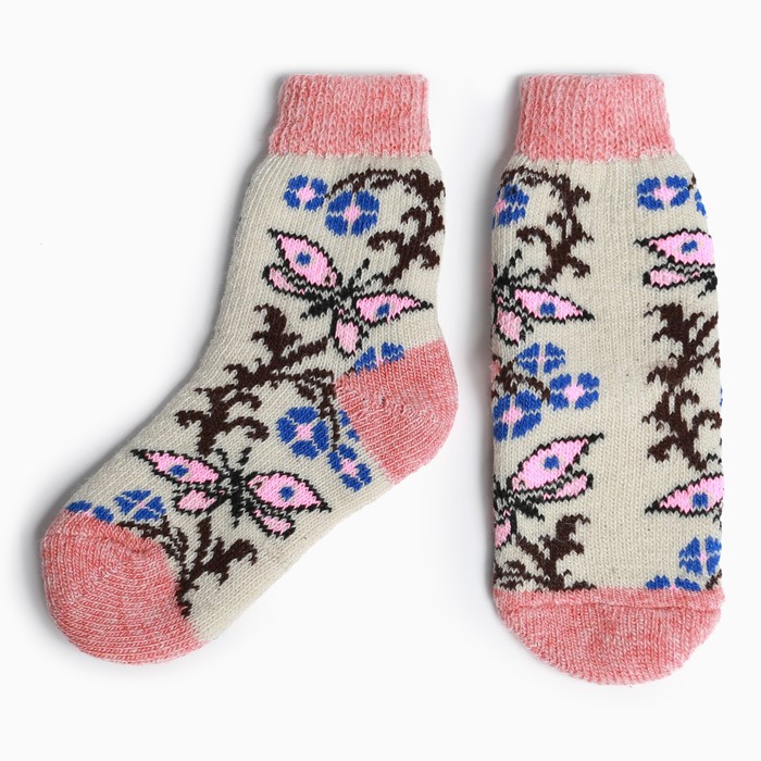 Носки детские Стильная шерсть бабочки, бежевый, 22 носки детские стильная шерсть а 3а45 розовый серый 16